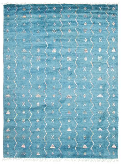 Moroccan Blue Area rug 9x12 Pakistani Hand-knotted 368186