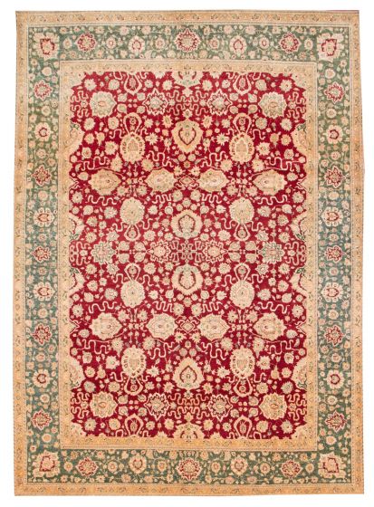 Bordered  Traditional Red Area rug 9x12 Indian Hand-knotted 374395
