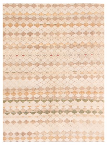 Tribal  Vintage/Distressed Ivory Area rug 5x8 Turkish Hand-knotted 374915