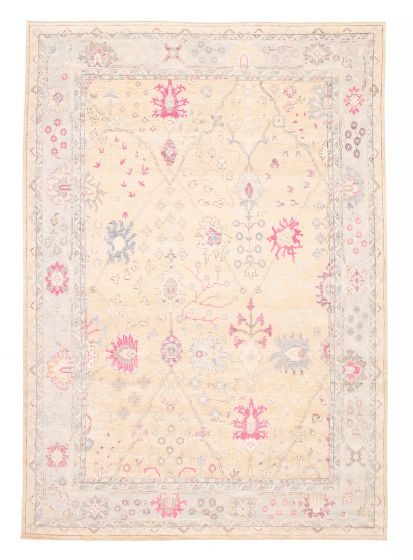 Bordered  Transitional Green Area rug 9x12 Pakistani Hand-knotted 381632