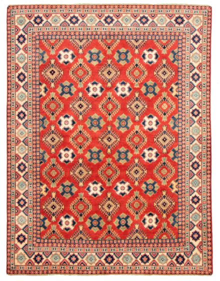 Bordered  Traditional Red Area rug 9x12 Afghan Hand-knotted 329135