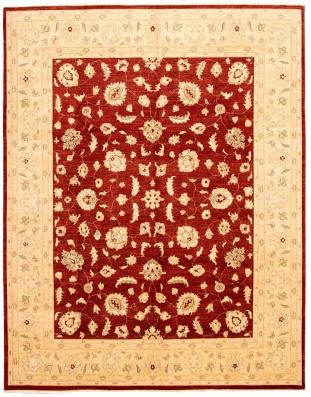 Bordered  Traditional Red Area rug 9x12 Afghan Hand-knotted 330592