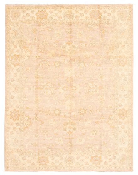 Bordered  Traditional Ivory Area rug 9x12 Afghan Hand-knotted 362260