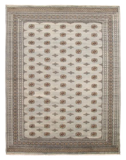 Bordered  Traditional Grey Area rug 10x14 Pakistani Hand-knotted 363409