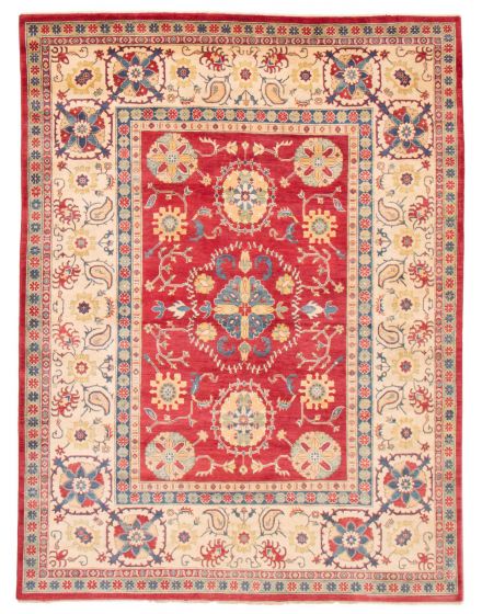Bordered  Traditional Red Area rug 6x9 Afghan Hand-knotted 377216