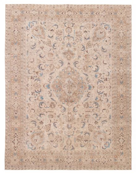 Vintage Ivory Area rug 9x12 Turkish Hand-knotted 392182