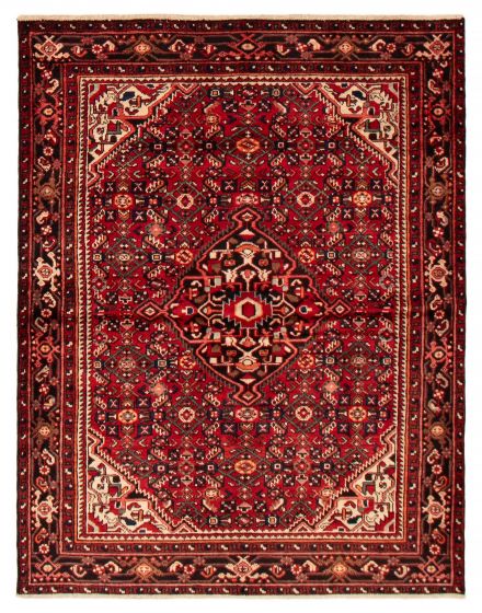 Bordered  Traditional Red Area rug 4x6 Turkish Hand-knotted 394083