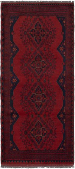 Traditional Red Runner rug 6-ft-runner Afghan Hand-knotted 242681