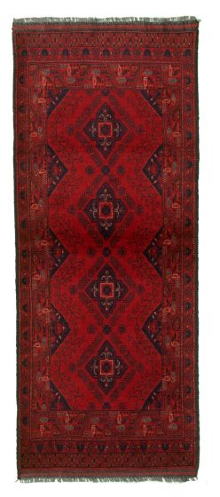 Bordered  Tribal Red Runner rug 6-ft-runner Afghan Hand-knotted 329626