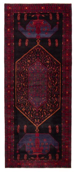 Bordered  Tribal Black Area rug Unique Turkish Hand-knotted 389598