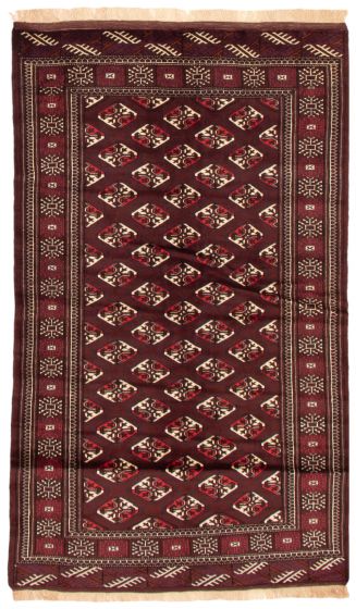 Bordered  Tribal Red Area rug 4x6 Turkmenistan Hand-knotted 351985