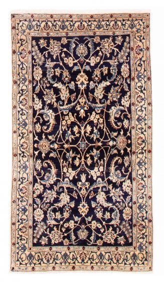 Bordered  Traditional Blue Area rug 4x6 Persian Hand-knotted 385292