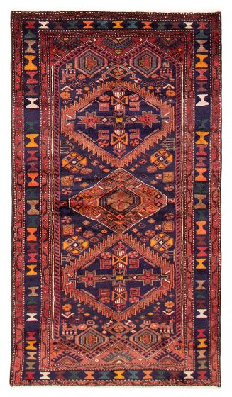 Bordered  Tribal Blue Area rug 4x6 Turkish Hand-knotted 389134