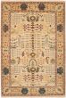 Bordered  Traditional Ivory Area rug 5x8 Indian Hand-knotted 268738