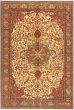 Bordered  Traditional Ivory Area rug 6x9 Turkish Hand-knotted 280944