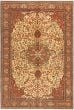 Bordered  Traditional Ivory Area rug 6x9 Turkish Hand-knotted 280944