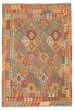 Bordered  Geometric Multi Area rug 6x9 Turkish Flat-weave 316247