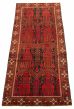Bordered  Tribal Red Runner rug 9-ft-runner Turkish Hand-knotted 317865