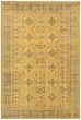 Bordered  Transitional Yellow Area rug 5x8 Turkish Hand-knotted 328513