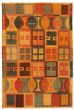 Casual  Transitional Brown Area rug 3x5 Turkish Flat-weave 335500