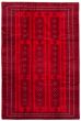 Bordered  Tribal Red Area rug 5x8 Afghan Hand-knotted 342359