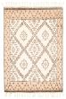 Bordered  Tribal Ivory Area rug 5x8 Indian Hand-knotted 345572