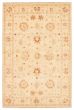 Bordered  Traditional Ivory Area rug 4x6 Afghan Hand-knotted 346298