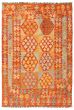 Bordered  Tribal Red Area rug 3x5 Turkish Flat-weave 346357