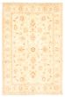 Bordered  Traditional Ivory Area rug 6x9 Afghan Hand-knotted 346776