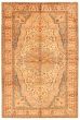 Bordered  Traditional Ivory Area rug 6x9 Turkish Hand-knotted 347699