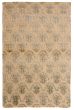 Carved  Transitional Green Area rug 5x8 Indian Hand-knotted 348673
