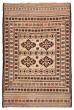 Bordered  Tribal Ivory Area rug 3x5 Afghan Flat-weave 356090
