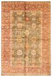Bordered  Traditional Green Area rug 5x8 Indian Hand-knotted 373983