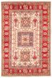 Bordered  Traditional Ivory Area rug 6x9 Afghan Hand-knotted 377042