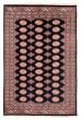 Bordered  Traditional Black Area rug 5x8 Pakistani Hand-knotted 391969