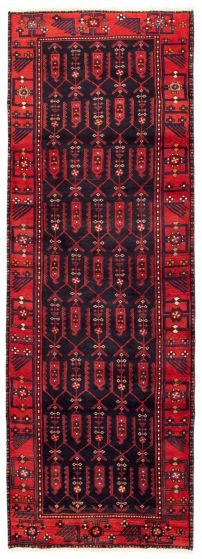 Bordered  Tribal Blue Runner rug 10-ft-runner Persian Hand-knotted 352627