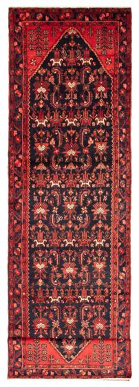 Bordered  Traditional Blue Runner rug 14-ft-runner Persian Hand-knotted 365901
