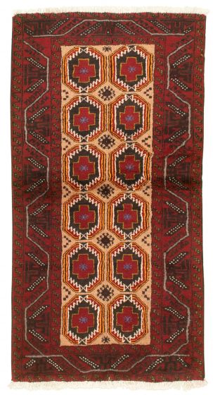 Bordered  Tribal Red Area rug 3x5 Afghan Hand-knotted 321457