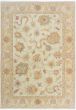 Bordered  Traditional Ivory Area rug 6x9 Turkish Hand-knotted 280739