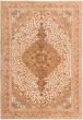 Bordered  Traditional Ivory Area rug 6x9 Turkish Hand-knotted 280906