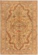 Bordered  Traditional Ivory Area rug 6x9 Turkish Hand-knotted 281003