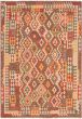 Bordered  Geometric Red Area rug 6x9 Turkish Flat-weave 297900