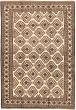 Bordered  Tribal Ivory Area rug 5x8 Afghan Hand-knotted 325948