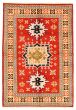 Bordered  Traditional Red Area rug 5x8 Indian Hand-knotted 346269