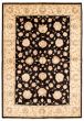 Bordered  Traditional Black Area rug 5x8 Afghan Hand-knotted 346361