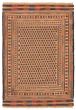Bordered  Tribal Ivory Area rug 3x5 Afghan Flat-weave 356279