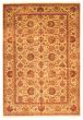 Bordered  Traditional Ivory Area rug Unique Indian Hand-knotted 373783