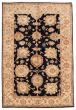 Bordered  Traditional Black Area rug 5x8 Indian Hand-knotted 374066