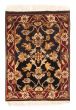 Bordered  Traditional Black Area rug 2x3 Indian Hand-knotted 379969