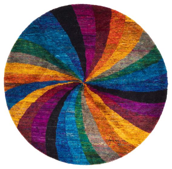 Modern Multi Round 6x6 Nepal Hand-knotted 427779